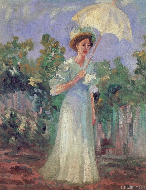 zena sa suncobranom